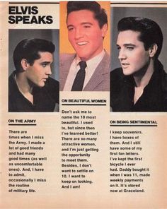 an advertisement for elvis speaks featuring two men