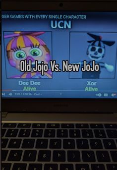 an old jojo vs new job game on a laptop screen with the caption