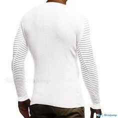 OrcaJump - Solid Color Long Sleeve Knitted Sweater Pullover with Slim Fit Cheap Cardigans, Mens Sweaters, Slim Fit Sweater, Slim Sweater, Pleated Sleeves, Long Sleeve Knit Sweaters, Thermal Long Sleeve, Warm Sweaters, Sweater Pullover