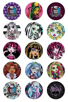 the monster high school characters are depicted in this set of sticker images, which includes different