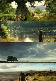 the lord of the rings is shown in three different scenes, including one with a tree and