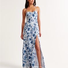 Only Worn Once For Roughly Two Hours. Long Maxi Gowns, Blue Floral Midi Dress, Abercrombie And Fitch Dresses, Spaghetti Strap Maxi Dress, Full Length Dress, Floral Midi Dress, Womens Maxi Dresses, Dot Dress, Floral Maxi Dress