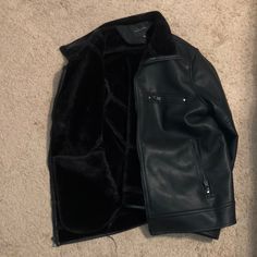 Leather Marc Anthony Jacket With Super Soft Faux Fur Inside! Never Worn, Size Xl And Extremely Warm And Comfortable. $30 Obo Feel Free To Make An Honest Offer! Black Faux Leather Outerwear With Zipper Closure, Black Faux Leather Outerwear With Zipper, Casual Leather Jacket With Faux Fur Lining, Black Faux Leather Biker Jacket For Winter, Black Outerwear With Faux Front Pockets For Night Out, Casual Faux Leather Winter Outerwear, Faux Leather Jacket With Faux Pockets For Winter, Winter Faux Leather Jacket With Faux Front Pockets, Winter Black Faux Leather Outerwear