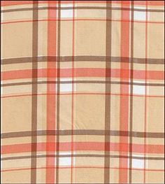 an orange and beige plaid fabric with black border on the bottom right hand corner,