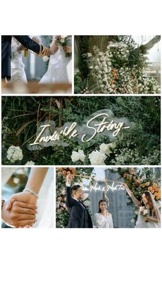 a collage of wedding photos with flowers