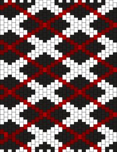 a black, white and red pattern is shown