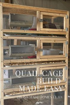 an image of a caged animal that is made from wooden pallets with text reading quail cage build made easy