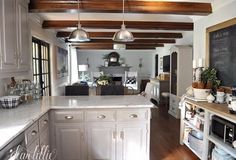 the kitchen is clean and ready to be used as a dining room or family room