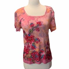 Forbidden Pink Floral Beaded Shirt Size Medium Nwt New With Tag Thank You For Stopping By Our Closet! Bundle Items And Make An Offer!