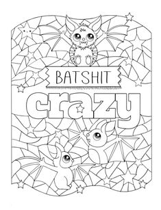 a coloring page with bats and stars