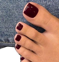 Pedicure Inspo 2023, 2023 Nail Trends Pedicure, Red Wine Toe Nails, Nails Color For Winter, Dark Red Toes Pedicure, Dark Red Pedicure Toenails, Dark Color Pedicure, Wine Red Toe Nails, Cherry Red Pedicure