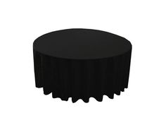 a black round tablecloth on a white background with no people in the room around it