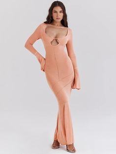 Orange Long Flare Sleeve Knit Maxi Dress – Golden Atelier Long Dresses Elegant, Maxi Dress For Women, Elegant Sweater, Flare Sleeve Dress, Knit Maxi Dress, Flare Sleeves, Long Sleeve Knit Dress, Bodycon Maxi Dresses, Sleeved Dress