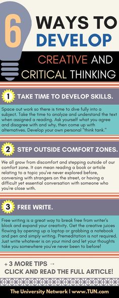 the six ways to developing creative thinking infographical poster - click to enlarge