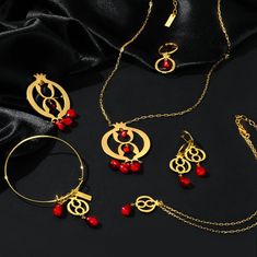 Introducing our stunning Gold plated Necklace with Pomegranate design, inspired by the rich cultural and historical significance of the pomegranate in Armenian traditions. In Armenian culture, the pomegranate is a symbol of fertility, abundance, and prosperity. It is also believed to represent life, rebirth, and the cycle of the seasons. Legend has it that the fruit was once considered the fruit of the gods and was a favorite of the goddess of love, fertility, and war, Anahit. This beautiful nec Pomegranate Gold Jewelry, Armenian History, Pomegranate Necklace, Pomegranate Earrings, Satin Design, Pomegranate Jewelry, Pomegranate Design, Armenian Culture, Ancient Goddesses