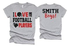 Glitter Football Shirt | I Love My Football Players Shirt | Football Mom T-Shirt | Football Shirts | Cute Football Mom Shirts | Bella Canvas T-shirt ~~~~~~~~~~~~~~~~~~~~~~~~~~~~~ ORDERING INSTRUCTIONS: ~~~~~~~~~~~~~~~~~~~~~~~~~~~~ 1. Select your Garment Size/Color Each size must be selected separately. Please do NOT leave a list of sizes in the notes. This will delay your order 2. In the Personalization Section(Add requested info before checking out/paying) IF YOU DON'T WANT GLITTER PLEASE LET U Boyfriend Football Shirts Girlfriends, Boyfriend Football Shirts, Football Mom Shirts Ideas, Glitter Football Shirts, Sports Shirts Ideas, Sports Mom Shirts, Baseball Tee Shirts, Shirts Cute, Football Mom Shirts