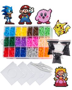 the pixel art kit includes many different types of beads