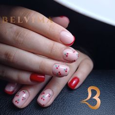 BIABtreatment natural nails gelpolish nailart cherry, kersjes,french red nails Belvima Zwolle BIABsalon Zwolle acrylgel nagelstyliste French Red Nails, Natural Nails, Manicure, Cherry