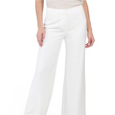 Brand New Wide Leg High Waisted Crpe Pants Color : Marshmallow Beautiful And Flattering Perfect For A Day In The Office Or A Night Out The Most Versatile Pair Of Pants You'll Ever Own Smoke Free Home Elegant Summer Wide Leg Elastane Pants, Chic White Elastane Pants, White Straight Elastane Pants, Spring White Wide Leg Elastane Pants, White High-waisted Elastane Bottoms, White High-waisted Elastane Pants, White Elastane Summer Pants, White Elastane Pants For Summer, White Elastane Pants For Formal Occasions