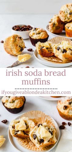 irish soda bread muffins with butter and raisins