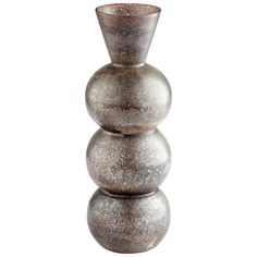 three silver vases stacked on top of each other