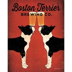 Boston Terrier Brewing Co Poster Print by Ryan Fowler Image 1 Boston Terrier Art, Beer Illustration, Boston Terrier Love, Terrier Breeds, Boston Terrier Puppy, Boston Terrier Dog, Terrier Puppies, Boston Terriers, Brewing Co