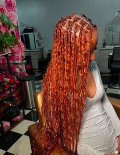 Auburn Knotless Braids, Orange Hair Black Women, Long Hairstyles Black Women, Hairstyles For Black Women Color, Braids Long Hairstyles, Knotless Braids Long, Large Knotless Braids, Knotless Braids Styles, Bob Box Braids