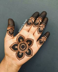 a person's hand with henna tattoos on it