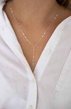 Perfect for layering, stunning oval links shine along this Y-necklace for a delicately beautiful day-to-night accessory. 20" length 14k-gold fill or sterling silver Made in the USA Classic 14k Gold Lariat Necklace, Classic 14k Gold Drop Necklace, Elegant Lariat Chain Necklace With Lobster Clasp, Dainty 14k Gold-filled Lariat Necklace For Everyday, Elegant Oval Chain Necklace With Lobster Clasp, Elegant 14k Gold-filled Necklace With Figaro Chain, Dainty 14k Gold Long Drop Necklaces, Figaro Chain Lariat Jewelry As Gift, Dainty Long Drop 14k Gold Necklace