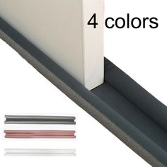 the four colors of an outside door seal are shown in three different sizes and shapes