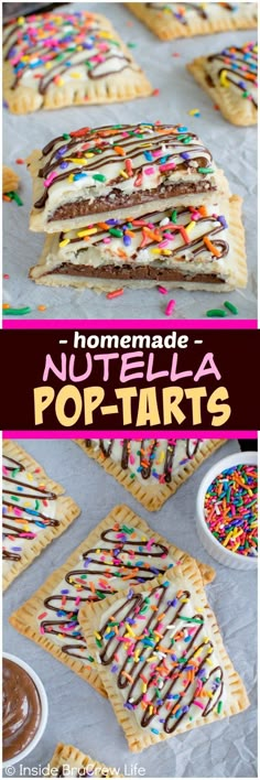 homemade nutella pop tarts with chocolate frosting and sprinkles