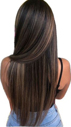 Brunette Balayage Haircut, Blue Hair Highlights With Brown Hair, Hair Color Ideas For Brunettes With Straight Hair, Caramel Blonde Highlights On Black Hair, Hair Color Ideas For Morenitas, Brunette Hair Color With Highlights Straight, Straight Hair With Brown Highlights, Caramel Highlights For Brunettes