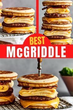 pancakes stacked on top of each other with the words best mcgridle above them