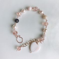 Rose Gold Bracelet Pink Opal Bracelet Pearl Bracelet Heart | Etsy Elegant Pink Beaded Bracelets With Heart Beads, Elegant Pink Heart Beaded Bracelets, Elegant Pink Heart-shaped Beaded Bracelets, Elegant Pink Beaded Heart Bracelet, Pink Opal Bracelet Jewelry, Rose Gold Rose Quartz Bracelets For Jewelry Making, Elegant Rose Quartz Bracelets For Valentine's Day, Elegant Rose Quartz Bracelet For Valentine's Day, Pink Opal Bracelets As Gifts