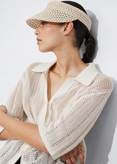 This straw visor featuring a wide brim to help protect your eyes from the sun. The flat elasticated backside offers a comfortable fit, even when you're lying on your back. Straw Visor, Summer Style Guide, Waistcoat Dress, Knit Shoes, Beachwear Skirt, Women's Headwear, Sun Visor, Clothing Essentials, Knit Sweater Dress