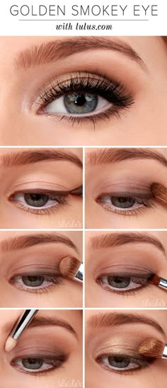 Smokey Eyeshadow Tutorial, Golden Smokey Eye, Glamorous Wedding Makeup, Diy Lip Scrub, Summer Eyeshadow, Simple Wedding Makeup, Eyeshadow Tutorial For Beginners, Makeup Cantik