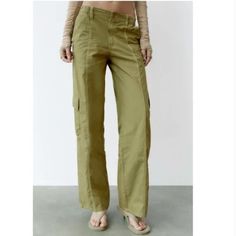 Size Xs / Us 2 / Eur 34 / 26 / Mex 24 Spring Trousers, Casual Pants Women, Straight Cut Jeans, Cargo Pant, Faux Leather Pants, Zara Pants, Women Pants Casual, Pants Women, Zara United States