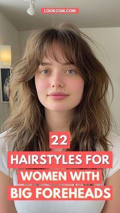 Good Haircuts For Big Foreheads, Best Haircut For Long Forehead, Short Haircut Big Forehead, Hair Big Forehead Women, Haircuts For Long Forehead For Women, Haircut Ideas 2024 Women, Will Bangs Look Good On Me, Bangs For Forehead, Haircut For Thick Hair With Bangs