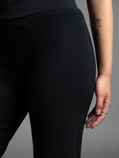 Style Description Elastic waistband Multiple pockets Measurements for a size small: Rise: 10 3/4" Waist: 14.5" Inseam: 26.5" Fabric Content/Care: 54% Nylon 44% Viscose 2% Elastane Machine Wash ColdImport Mid-rise Stretch Yoga Pants With Hip Pockets, Black Pants With Contoured Waistband And Stretch, Black Stretch Pants With Contoured Waistband, Black Pants With Contoured Waistband In Elastane, Tight Elastane Pants With Contoured Waistband, Mid-rise Tight Pants For Athleisure, Fitted Full Length Dress Pants With Elastic Waistband, Tight Full-length Pants With Pockets, Tight Solid Pants With Contoured Waistband