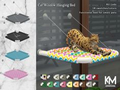 the cat window hanger bed is designed to look like an animal laying on it's back