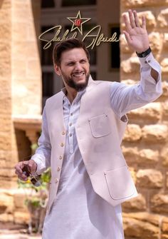 Fitted Off White Nehru Jacket For Eid, Designer White Nehru Jacket With Naqshi, Hanky Design, Eid Off-white Cutdana Nehru Jacket, Designer Off-white Fitted Nehru Jacket, Luxury Off-white Nehru Jacket For Men, Electronics Store Design, Wedding Matching Outfits