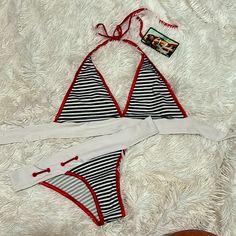 Baby, Kids, Maternity, And Women’s Apparel, Beauty, Home Decor, Some Men’s Items And More! Bundle & Save!!! Open To Reasonable Offers. Free Gift (In Same Category Of Purchased Item(S)) With Orders Over $75!!! Playful White One-piece Swimwear, Striped Tie-side Swimwear For Swimming, Striped Tie-side Swimwear Bottom, Fitted Striped Swimwear For Summer, Striped Tie-side Swimwear, Summer Striped Fitted Swimwear, Fitted Striped Summer Swimwear, Striped Fitted Swimwear For Vacation, Fitted Striped Swimwear For Vacation