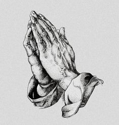 a drawing of two hands folded in prayer