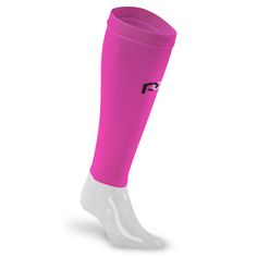 These bright pink calf compression sleeves aren't just a fun addition to your workout attire, they're a smart way to improve visibility when running, walking, or cycling out on the road. Our graduated compression calf sleeves are the best on the market, period. The beauty of PRO Compression's calf compression sleeves is that they offer many of the same performance benefits of our industry-leading Marathon Socks, like improved circulation and faster recovery. At the same time, there's the added c Pink Breathable Workout Socks, Breathable Pink Workout Socks, Sporty Pink Socks For Sports, Sporty Pink Sports Socks, Fitted Functional Sports Socks, Pink Casual Sports Socks, Stretch Knee-high Sports Socks, Pink Knee-high Sports Socks, Sporty Stretch Pink Socks