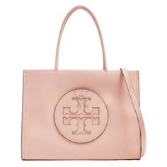 Tory Burch Ladies Tote. SKU: 145612-654. Color: Blush. Size: H: 10.4" x L: 13.4" x D: 4.3". Tory Burch Ella Small Bio Tote Bag In Blush. The Ella tote features a cotton herringbone lining, a bridge with a magnetic snap closure and snaps on the gussets, top handles with a 7.3-inch drop, an adjustable and removable crossbody strap with a 20.5-inch drop, and includes one hidden exterior pocket on the logo patch, one interior front slit pocket, and one interior back zipper pocket. Fits a laptop up to 13". Outer: 68% polyurethane, 32% viscose. Coating : 100% Polyurethane (PU); Lining : 100% Cotton. Small Bio, Ella Tote, Tory Burch Ella, Versace Watch, Fine Pens, Color Blush, Cheap Gifts, Denim Shoes, Fragrance Gift Set