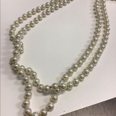 Pearl Necklace Long Classic Silver Pearl Necklace For Party, Classic Cream Necklace For Party, Pearl Necklace Long, Rose Quartz Serenity, Genuine Pearl Necklace, Floral Statement Necklace, Mesh Necklace, Multi Chain Necklace, Long Pearl Necklaces