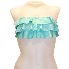 Lagoon 3-Tier Flounce Bandeau Top - Loco Boutique Strapless Ruffles Tube Top For Beach, Fitted Ruffled Tube Top For Beach, Fitted Ruffles Tube Top For Beach, Strapless Fitted Tankini For Sunbathing, Stretch Ruffled Bandeau Tube Top, Strapless Ruffled Swimwear For Summer, Summer Beach Ruffled Tube Top, Summer Beach Tube Top With Ruffles, Fitted Triangle Tube Top For Sunbathing