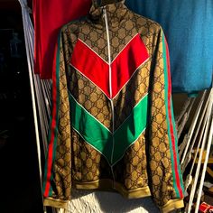 Zippered Sweatshirt With Pockets, Brand New, With Tag Gucci Multicolor Outerwear For Fall, Gucci Multicolor Fall Outerwear, Gucci Luxury Tops For Winter, Luxury Gucci Winter Top, Luxury Gucci Tops For Winter, Gucci Long Sleeve Tops For Fall, Casual Red Gucci Tops, Casual Multicolor Gucci Tops, Luxury Gucci Tops For Fall