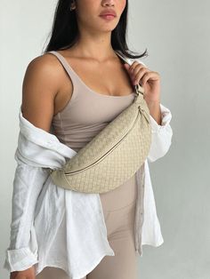 Atlas Woven - Bone Basket Weave Braid, Fanny Pack Purse, Braid Accessories, Leather Dye, Leather Fanny Pack, Saddle Brown, Bone White, Leather Conditioner, Bum Bag