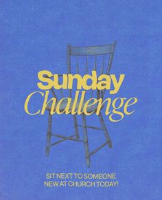 the front cover of sunday challenge, with a blue background and an image of a wooden chair